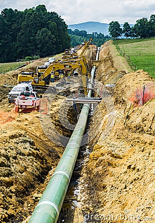 View Mountain Valley Pipeline Going Under the Blue Ridge Parkway, Virginia, USA Editorial Stock Photo